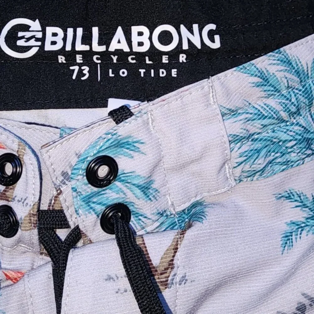 Billabong Recycler 73 Pro Men Size 38 Grey Flamingo Trunks Shorts Beach Casual